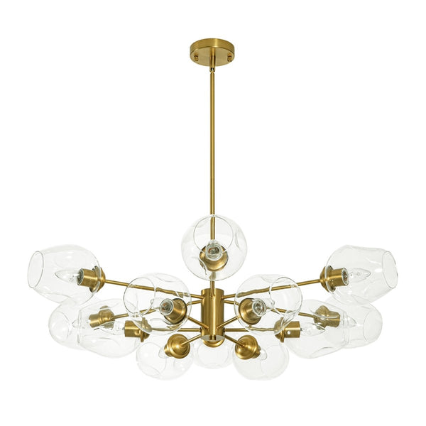 Chandelierias-12-Light Brass Sputnik Clear Dimpled Tulip Glass Tiered Chandelier-Chandeliers-Brass-