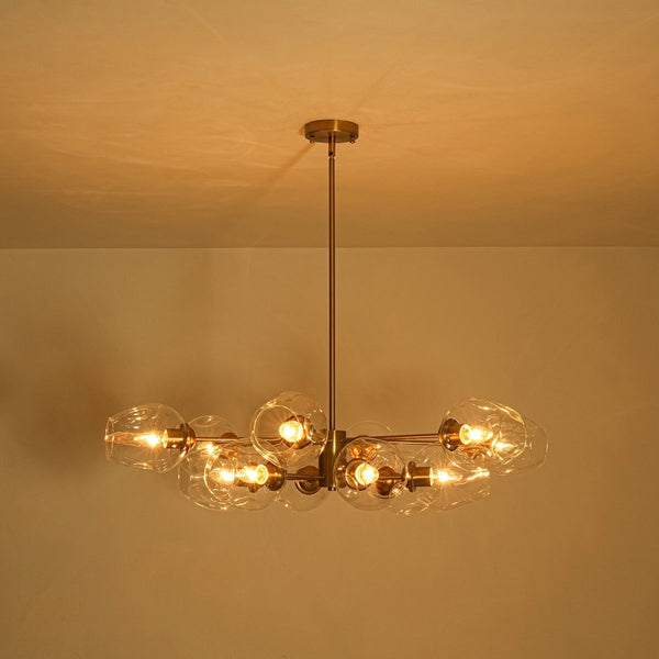 Chandelierias-12-Light Brass Sputnik Clear Dimpled Tulip Glass Tiered Chandelier-Chandeliers-Brass-