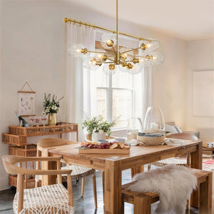 Chandelierias-12-Light Brass Sputnik Clear Dimpled Tulip Glass Tiered Chandelier-Chandeliers-Brass-