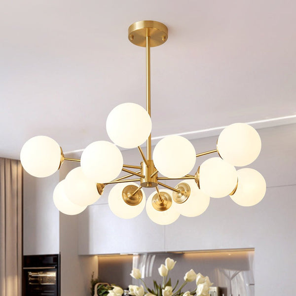 Chandelierias-12-Light Decorative Frosted Glass Globe Chandelier-Chandelier--