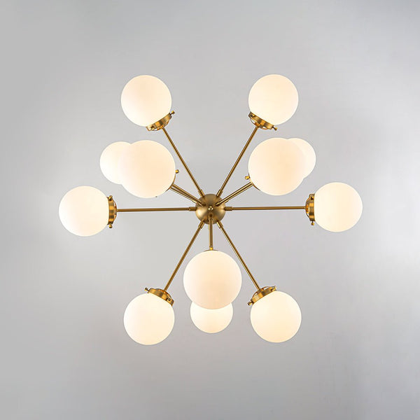 Chandelierias - 12 - Light Frosted Glass Sphere Sputnik Chandelier - Chandeliers - Brass - 