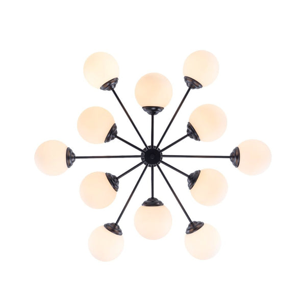 Chandelierias - 12 - Light Modern Decorative Frosted Glass Globe Chandelier - Chandelier - Black - 