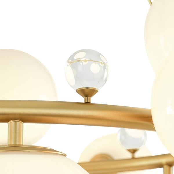 Chandelierias-12-Light Staggered Globe Shiny Glass Circular Chandelier-Chandeliers-Brass-