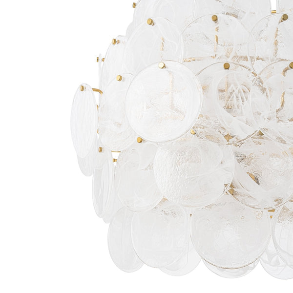 Chandelierias-12-Light Strie Glass Disc Layered Cascade Chandelier-Chandeliers-White Clouds-