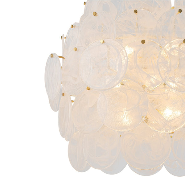 Chandelierias-12-Light Strie Glass Disc Layered Cascade Chandelier-Chandeliers-White Clouds-