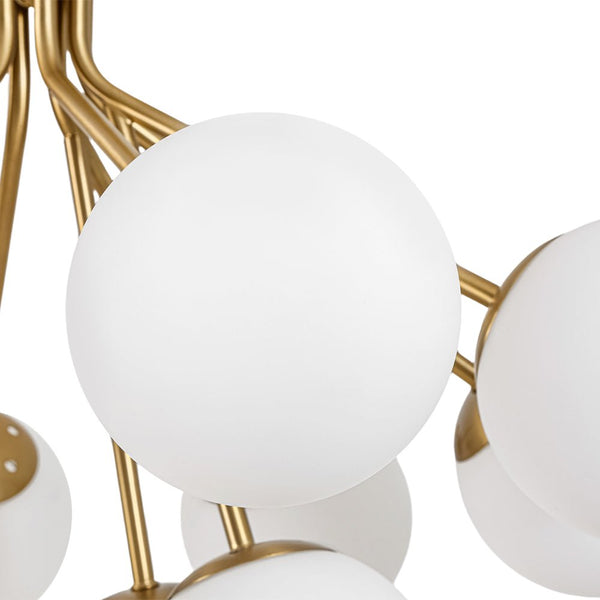 Chandelierias-12-Light Sunburst Frosted Opal Glass Tiered Chandelier-Chandeliers-Brass-
