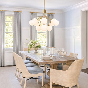 Chandelierias-12-Light Sunburst Frosted Opal Glass Tiered Chandelier-Chandeliers-Brass-
