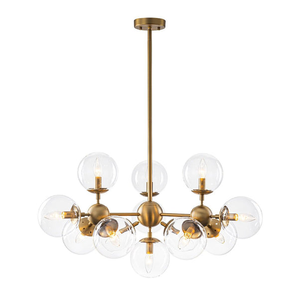 Chandelierias - 13 - Light Mid - century Molecular Clear Glass Branch Chandelier - Chandeliers - Brass - 