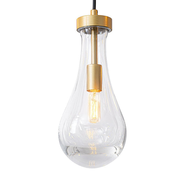 Chandelierias - 13 - Light Raindrop Blown Clear Glass Cluster Pendant Chandelier - Chandeliers - Gold - 