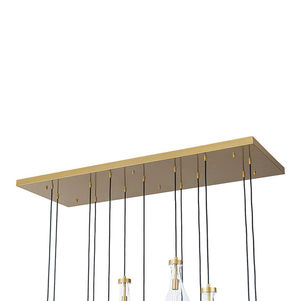 Chandelierias - 13 - Light Raindrop Blown Clear Glass Cluster Pendant Chandelier - Chandeliers - Gold - 