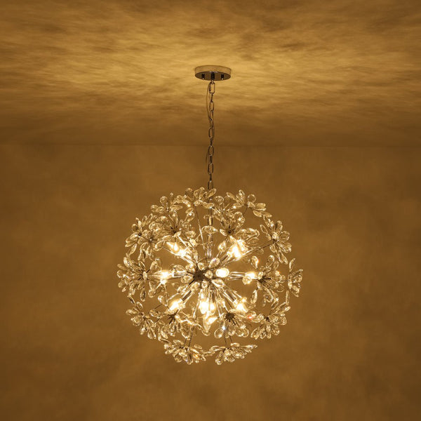 Chandelierias - 13 - Light Spark Ball Crystal Flower Sphere Chandelier - Chandeliers - Chrome - 