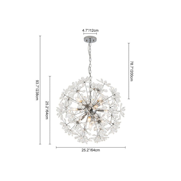 Chandelierias - 13 - Light Spark Ball Crystal Flower Sphere Chandelier - Chandeliers - Chrome - 