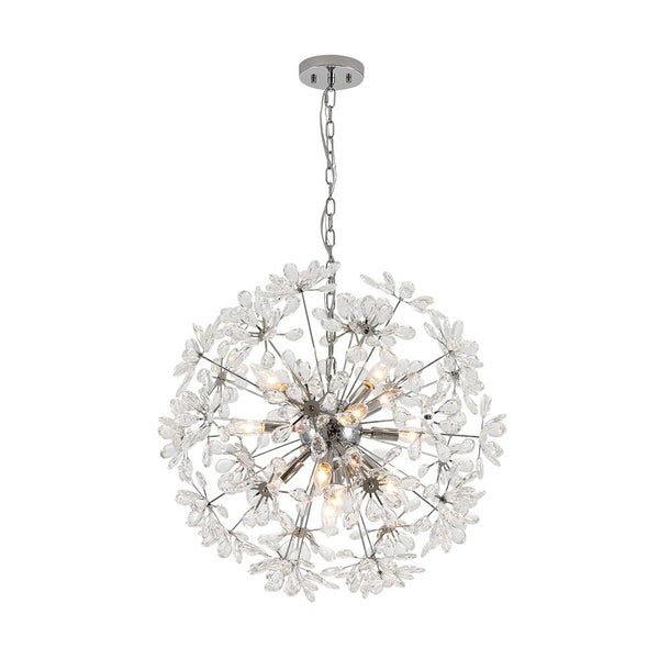 Chandelierias - 13 - Light Spark Ball Crystal Flower Sphere Chandelier - Chandeliers - Chrome - 