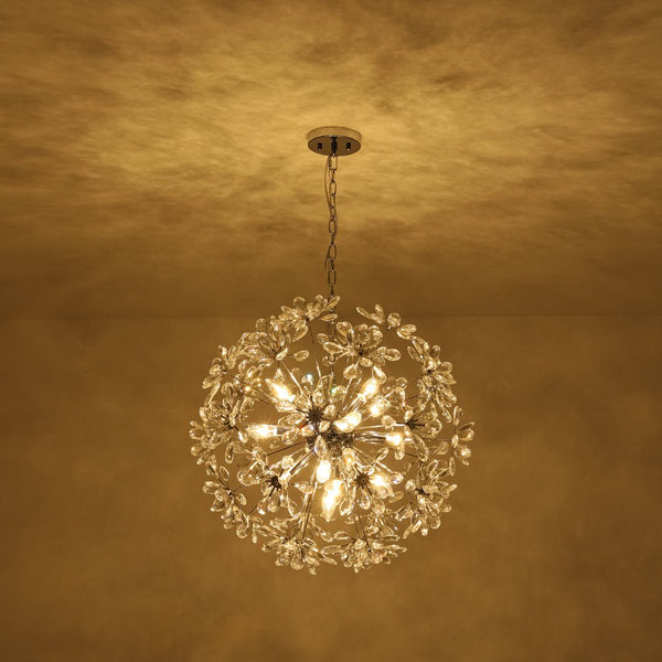 Chandelierias - 13 - Light Spark Ball Crystal Flower Sphere Chandelier - Chandeliers - Chrome - 
