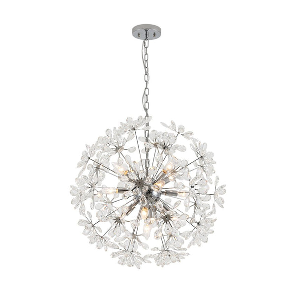 Chandelierias - 13 - Light Spark Ball Crystal Flower Sphere Chandelier - Chandeliers - Chrome - 