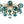 Chandelierias-15-Light Teal Ombre Glass Bubble Sunburst Flush Mount-Semi Flush-Brass-