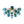 Chandelierias-15-Light Teal Ombre Glass Bubble Sunburst Flush Mount-Semi Flush-Brass-