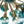 Chandelierias-15-Light Teal Ombre Glass Bubble Sunburst Flush Mount-Semi Flush-Brass-