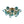 Chandelierias-15-Light Teal Ombre Glass Bubble Sunburst Flush Mount-Semi Flush-Brass-