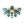 Chandelierias-15-Light Teal Ombre Glass Bubble Sunburst Flush Mount-Semi Flush-Brass-