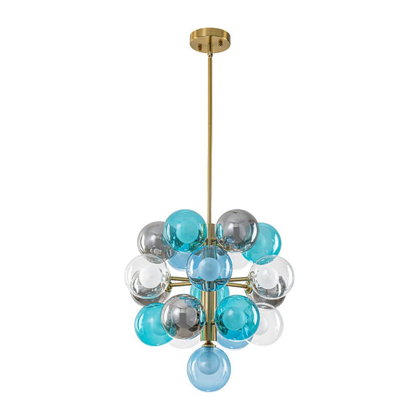 Chandelierias - 19 - Light Multicolored Glass Bubble Tiered Chandelier - Chandeliers - Blue Tone - 