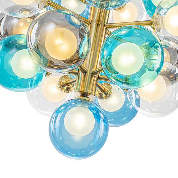 Chandelierias - 19 - Light Multicolored Glass Bubble Tiered Chandelier - Chandeliers - Blue Tone - 