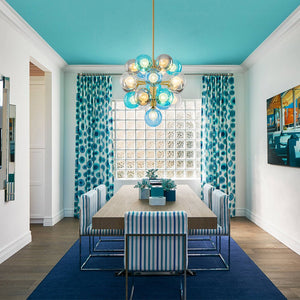Chandelierias - 19 - Light Multicolored Glass Bubble Tiered Chandelier - Chandeliers - Blue Tone - 