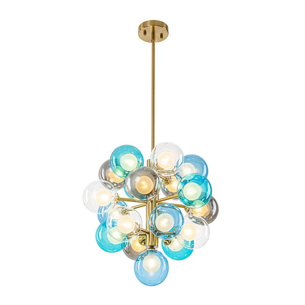 Chandelierias - 19 - Light Multicolored Glass Bubble Tiered Chandelier - Chandeliers - Blue Tone - 