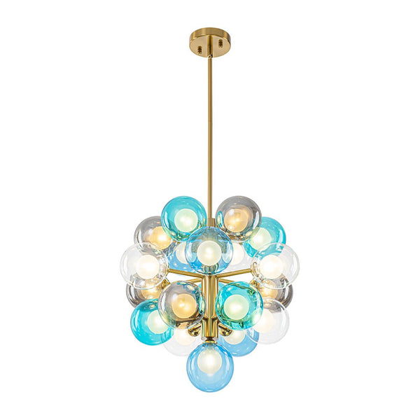 Chandelierias - 19 - Light Multicolored Glass Bubble Tiered Chandelier - Chandeliers - Blue Tone - 