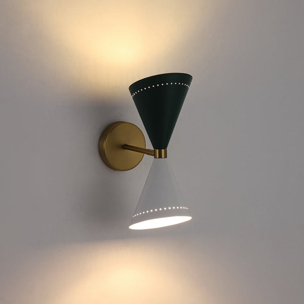 Chandelierias - 2 - Light Color - block Slanted Hourglass - Shaped Iron Wall Sconce - Wall Light - Blue & White - 