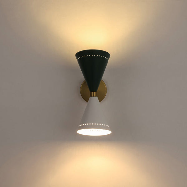 Chandelierias - 2 - Light Color - block Slanted Hourglass - Shaped Iron Wall Sconce - Wall Light - Blue & White - 