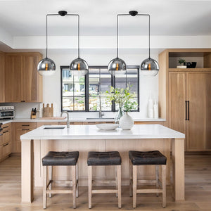 Chandelierias - 2 - Light Hand - blown Smoked Mirror Glass Drop Pendant - Chandeliers - Matte Black - 