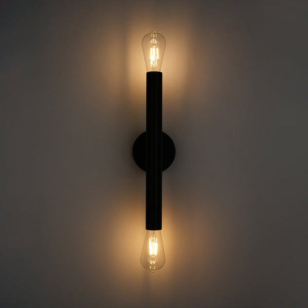 Chandelierias - 2 - Light Minimalist Linear Vanity Light Wall Sconce - Wall Light - Black - 