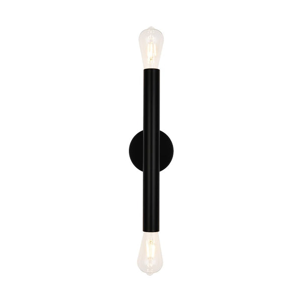 Chandelierias - 2 - Light Minimalist Linear Vanity Light Wall Sconce - Wall Light - Black - 