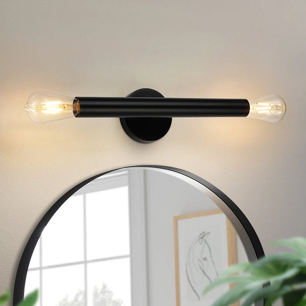 Chandelierias - 2 - Light Minimalist Linear Vanity Light Wall Sconce - Wall Light - Black - 