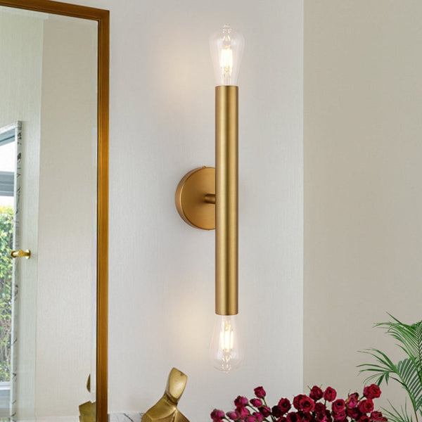 Chandelierias - 2 - Light Minimalist Linear Vanity Light Wall Sconce - Wall Light - Brass - 