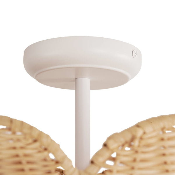 Chandelierias - 2 - Light Scalloped Tulip Woven Basket Semi - Flush Mount - Semi Flush - Brushed Brass (Back - order Late June) - 