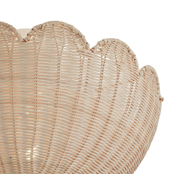Chandelierias - 2 - Light Scalloped Tulip Woven Basket Semi - Flush Mount - Semi Flush - White - 