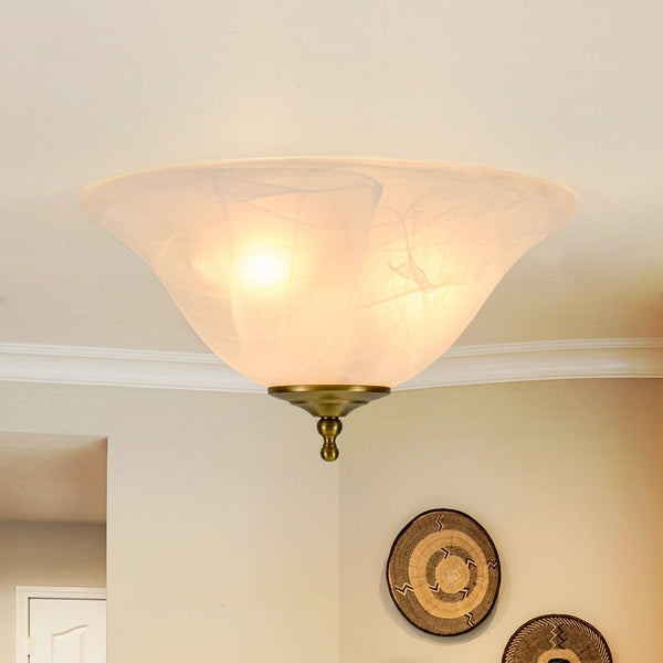 Chandelierias - 3 - Light Alabaster Glass Flared Flush Mount Ceiling Light - Flush Mount - Brass - 1 - Pack