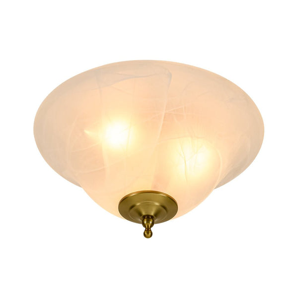 Chandelierias - 3 - Light Alabaster Glass Flared Flush Mount Ceiling Light - Flush Mount - Brass - 2 - Pack