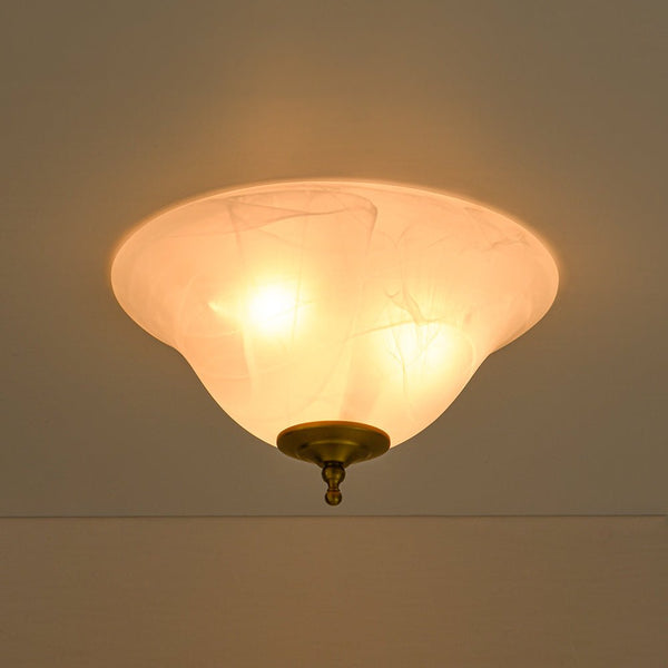 Chandelierias - 3 - Light Alabaster Glass Flared Flush Mount Ceiling Light - Flush Mount - Brass - 2 - Pack