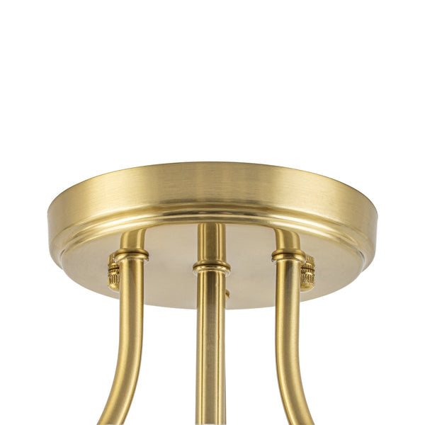 Chandelierias-3-Light Clear Domed Ripple Glass Semi-flush Mount-Semi Flush-Brass-