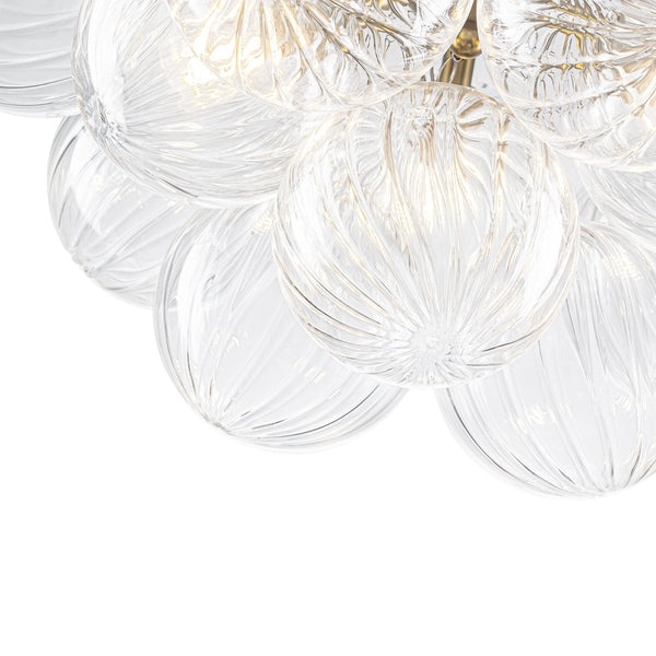 Chandelierias-3-Light Clear Ribbed Glass Bubble Cluster Semi-flush Mount-Semi Flush-Brass-