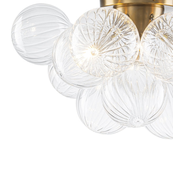 Chandelierias-3-Light Clear Ribbed Glass Bubble Cluster Semi-flush Mount-Semi Flush-Brass-