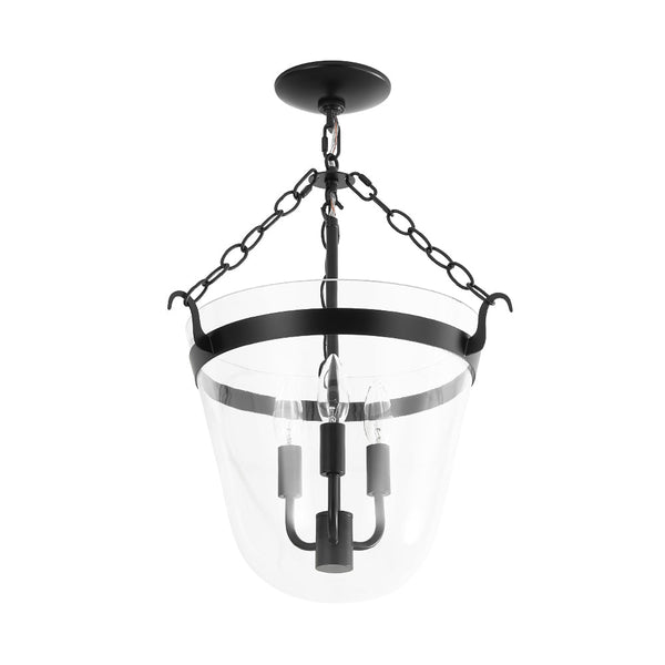 Chandelierias - 3 - Light Country Clear Urn Glass Lantern Pendant - Pendants - Black - 