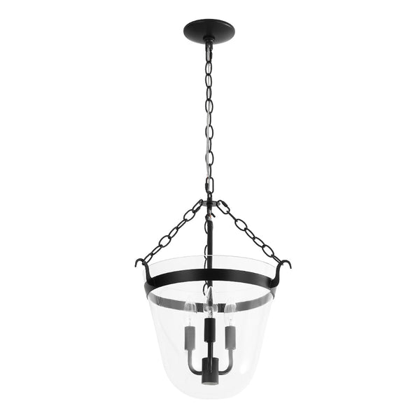 Chandelierias - 3 - Light Country Clear Urn Glass Lantern Pendant - Pendants - Black - 