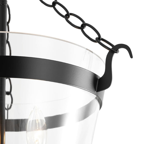 Chandelierias - 3 - Light Country Clear Urn Glass Lantern Pendant - Pendants - Black - 
