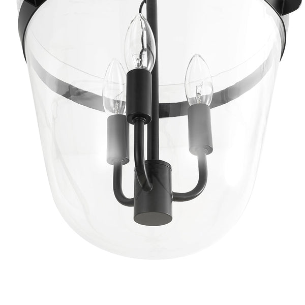Chandelierias - 3 - Light Country Clear Urn Glass Lantern Pendant - Pendants - Black - 