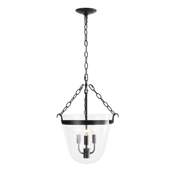 Chandelierias - 3 - Light Country Clear Urn Glass Lantern Pendant - Pendants - Black - 