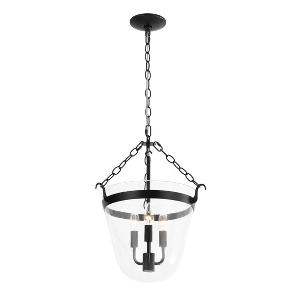Chandelierias - 3 - Light Country Clear Urn Glass Lantern Pendant - Pendants - Black - 